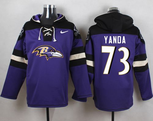 Nike Ravens #73 Marshal Yanda Purple Player Pullover NFL Hoodie - Click Image to Close